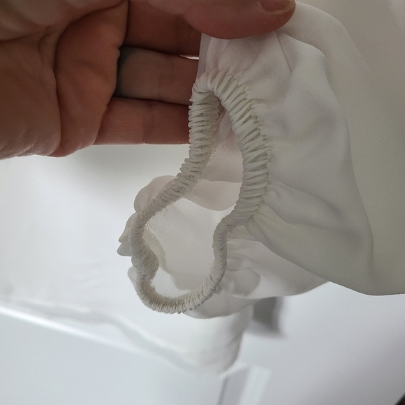 ZARA White Ruffled Collar 3/4 Sleeve Sheer Blouse Size XS NWT - Picture 7 of 10